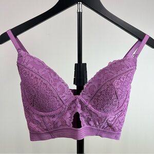 Victoria’s Secret Very Sexy Longline Plunge Bra 34D Purple Lace